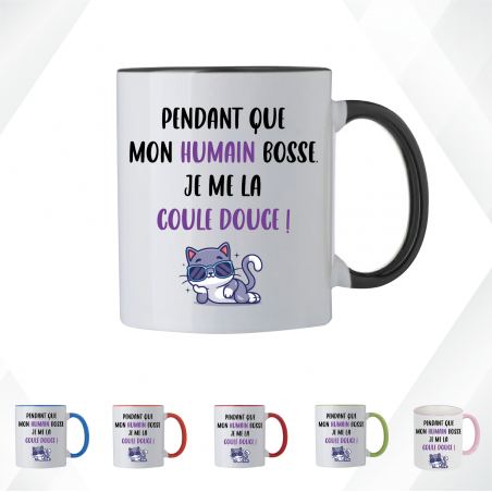 Mug - Pendant que mon humain bosse je me la coule ... - Brod N' Flock