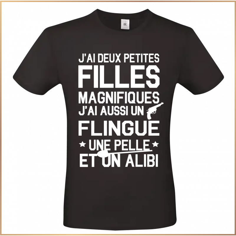 T-shirt - J'ai deux petites filles magnifiques - Brod N' Flock
