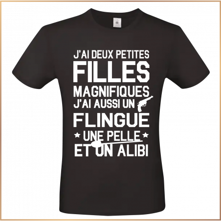 T-shirt - J'ai deux petites filles magnifiques - Brod N' Flock
