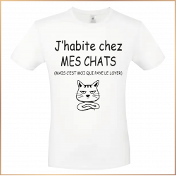 T-shirt - J'habite chez mes chats mais c'est moi qui.. - Brod N' Flock