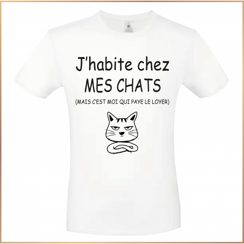 T-shirt - J'habite chez mes chats mais c'est moi qui.. - Brod N' Flock