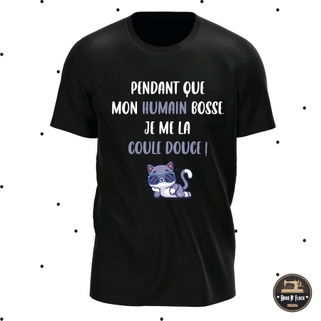 T-shirt - pendant que mon humain bosse je me la coule - Brod N' Flock