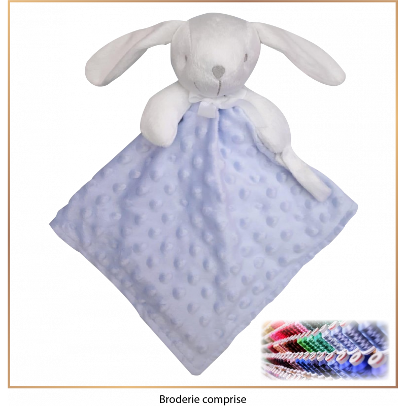 Doudou bleu - Prénom personnalisable en broderie - Brod N' Flock