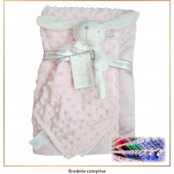 Plaid & Doudou rose - Avec broderies personnalisées - Brod N' Flock