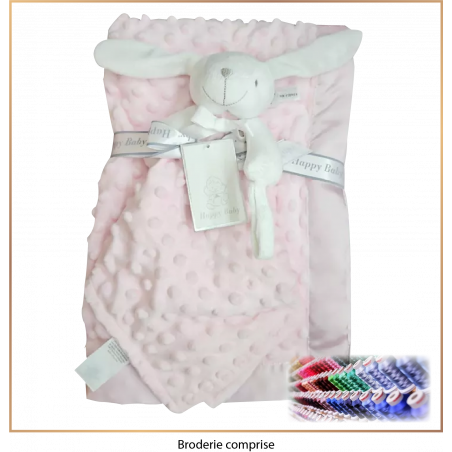 Plaid & Doudou rose - Avec broderies personnalisées - Brod N' Flock