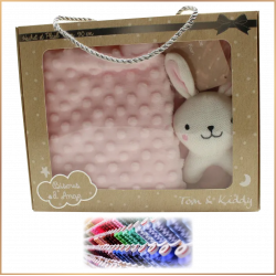 Plaid & hochet rose - Avec broderie du prénom - Brod N' Flock