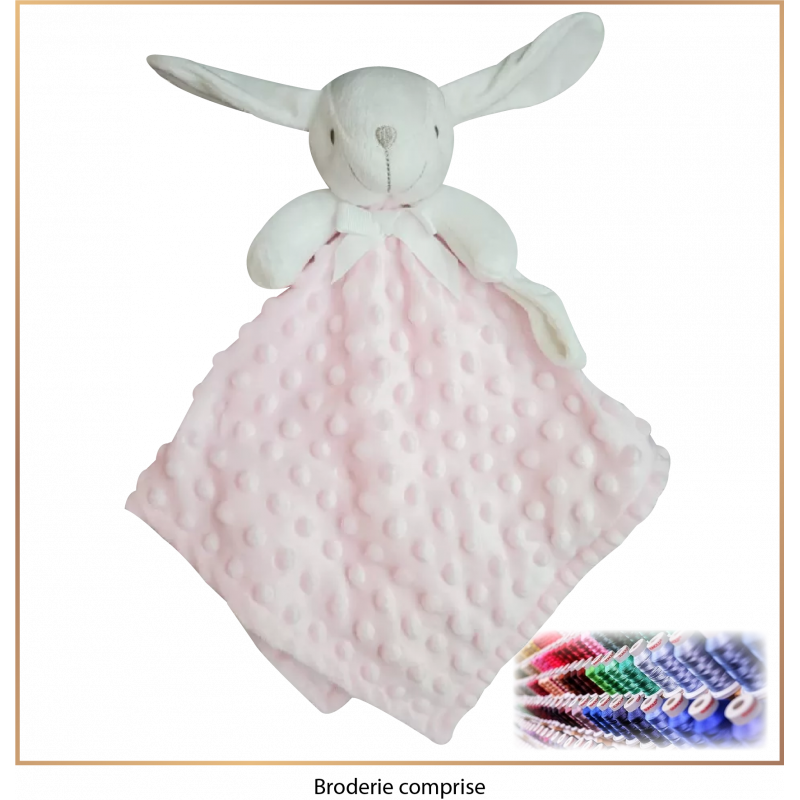 Doudou rose - Prénom personnalisable en broderie - Brod N' Flock