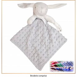 Doudou gris - Prénom personnalisable en broderie - Brod N' Flock