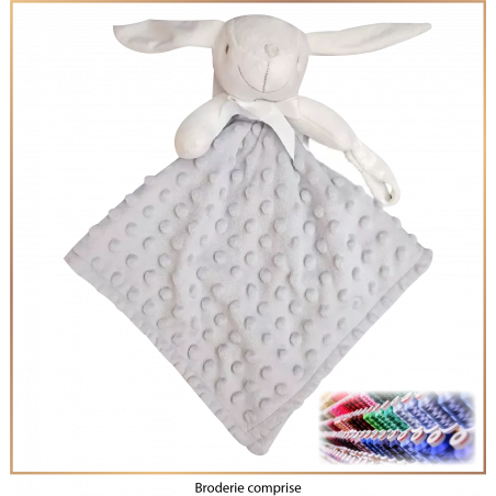 Doudou gris - Prénom personnalisable en broderie - Brod N' Flock