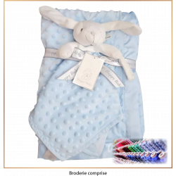 Plaid & Doudou bleu - Avec broderies personnalisées - Brod N' Flock