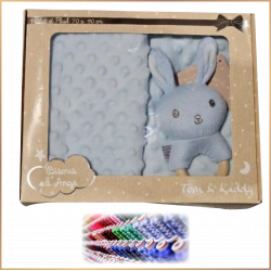 Plaid & hochet bleu - Avec broderie du prénom - Brod N' Flock