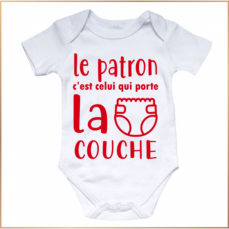 Body bébé - Le patron c'est celui qui porte la couche - Brod N' Flock