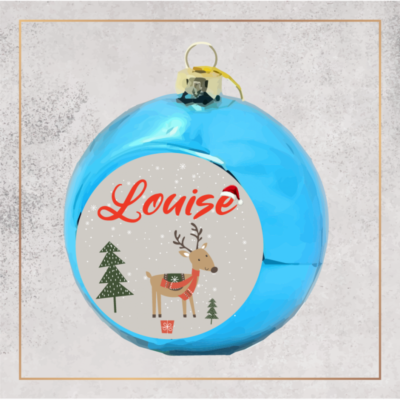 Boule de Noël - Petit renne avec prénom - Brod N' Flock