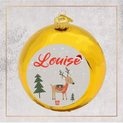 Boule de Noël - Petit renne avec prénom - Brod N' Flock
