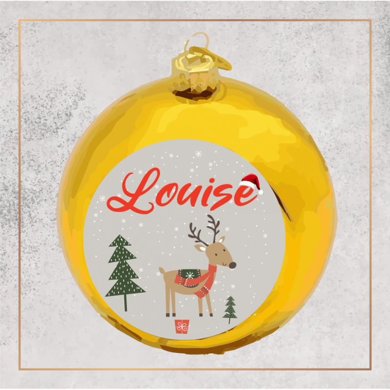 Boule de Noël - Petit renne avec prénom - Brod N' Flock