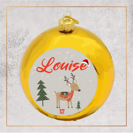 Boule de Noël - Petit renne avec prénom - Brod N' Flock