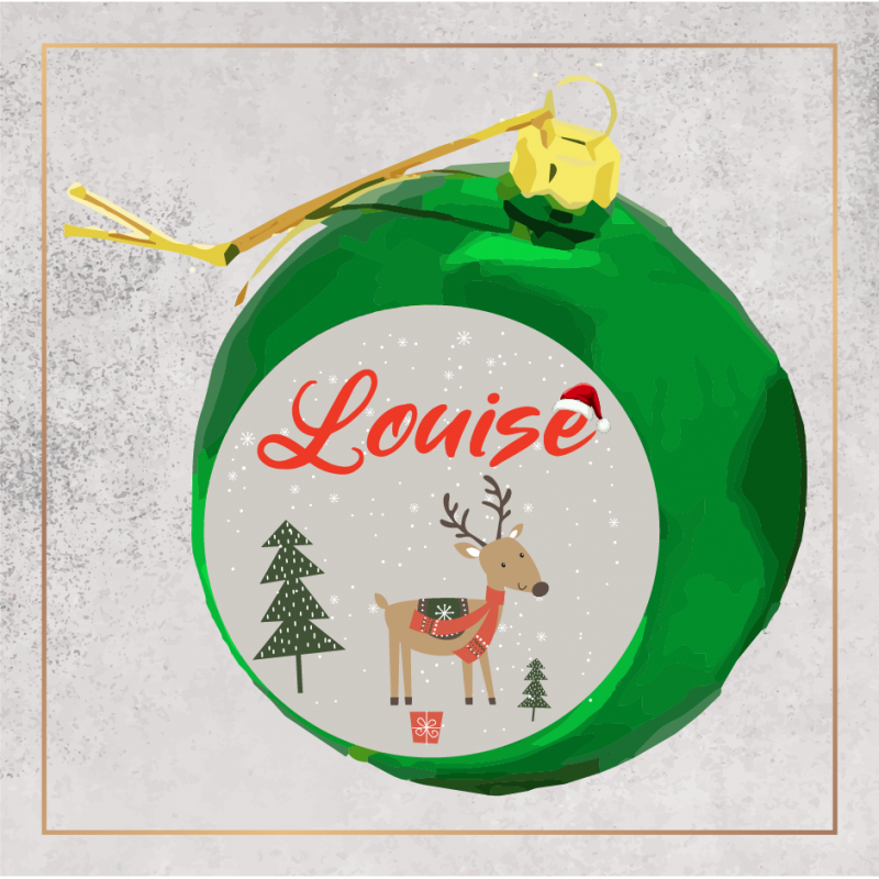 Boule de Noël - Petit renne avec prénom - Brod N' Flock
